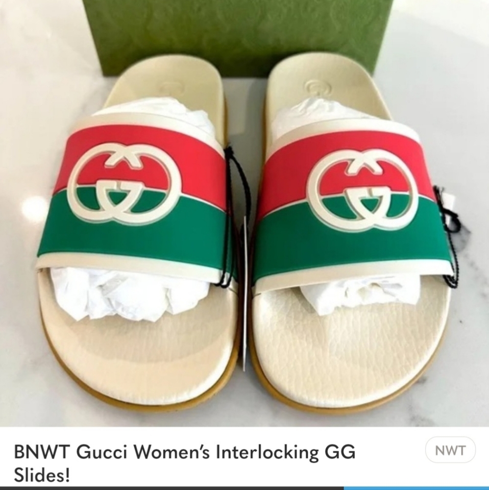 Brand-New in box Gucci Womens interlocking G's slides size 39 (usa 9)